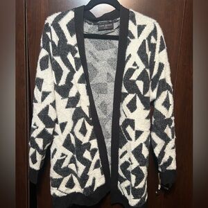 Lane Bryant Black and White Geometric Cardigan